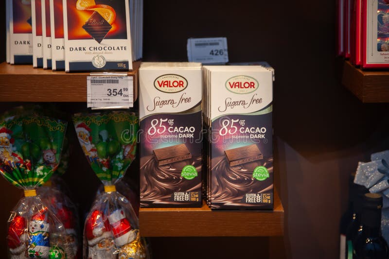 Picture of a chocolate bar with the logo of Chocolates Valor on the shelves of a store in Belgrade, Serbia. Chocolates Valor is a spanish brand specialized in sweets and chocolate. Picture of a chocolate bar with the logo of Chocolates Valor on the shelves of a store in Belgrade, Serbia. Chocolates Valor is a spanish brand specialized in sweets and chocolate