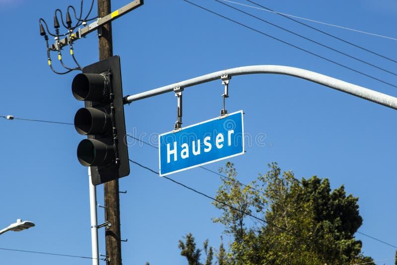 Street sign Hauser in Hollywood, Los Angeles. Street sign Hauser in Hollywood, Los Angeles