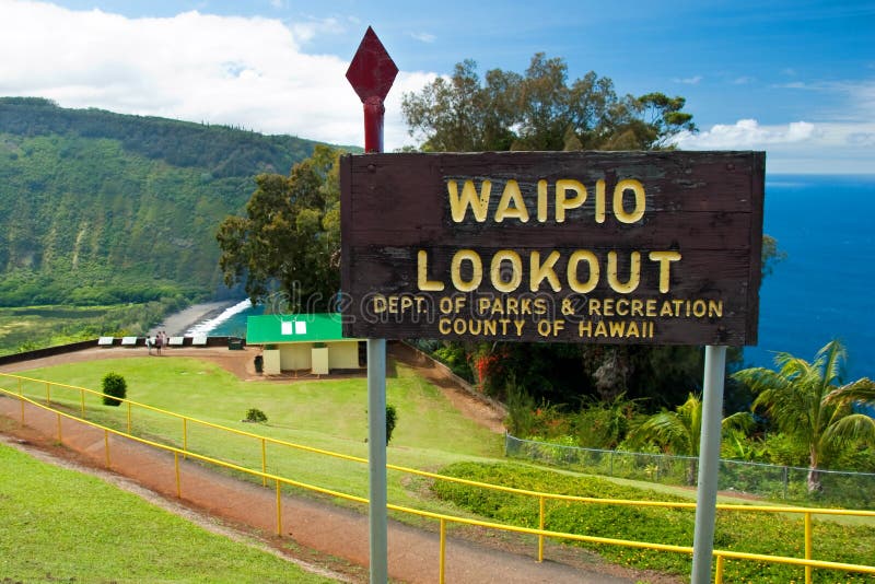 Σημάδι επιφυλακής κοιλάδων Waipio στο μεγάλο νησί της Χαβάης
