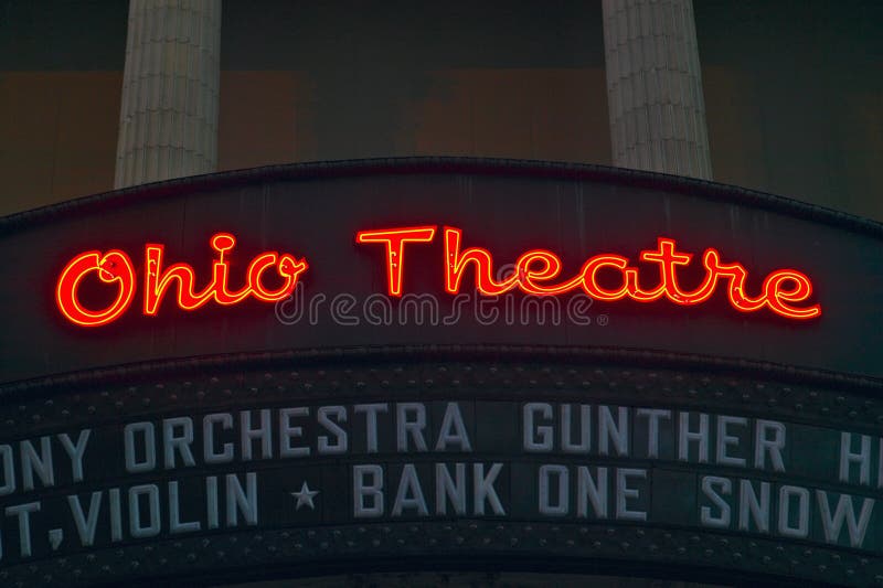 Ohio Theater marquee theater sign advertising Columbus Symphony Orchestra in downtown Columbus, OH. Ohio Theater marquee theater sign advertising Columbus Symphony Orchestra in downtown Columbus, OH