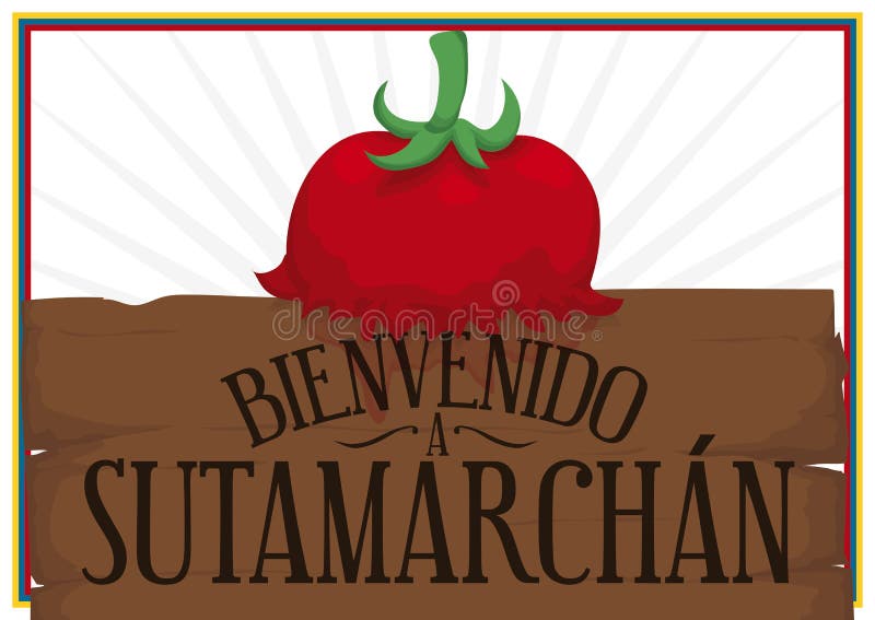 Σημάδι υποδοχής στο φεστιβάλ Tomatina σε Sutamarchan, Κολομβία, διανυσματική απεικόνιση διανυσματική απεικόνιση Σημάδι υποδοχής στο φεστιβάλ Tomatina σε Sutamarchan, Κολομβία, διανυσματική απεικόνιση διανυσματική απεικόνιση