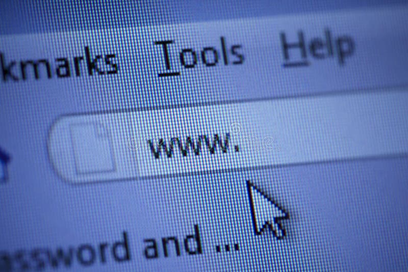 Close up of www sign and cursor on internet browser window. Close up of www sign and cursor on internet browser window