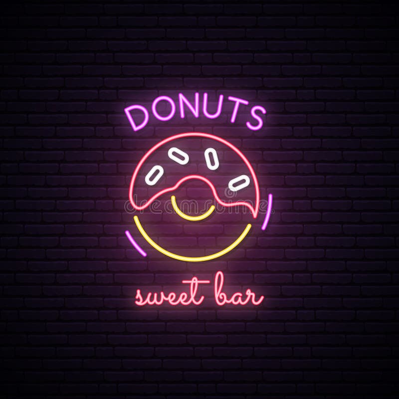 Σημάδι νέου γλυκού Donuts Έμβλημα καφέδων νέου, φωτεινό έμβλημα σχέδιο διαφήμισης ελεύθερη απεικόνιση δικαιώματος Σημάδι νέου γλυκού Donuts Έμβλημα καφέδων νέου, φωτεινό έμβλημα σχέδιο διαφήμισης ελεύθερη απεικόνιση δικαιώματος