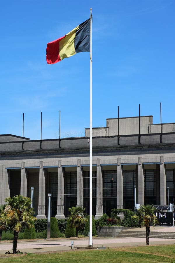 σημαία βελγίου. η εθνική σημαία του βασιλείου του βελγίου τρίχρωμη με τρεις ζώνες μαύρου κίτρινου και κόκκινου. τα χρώματα έχουν ληφθεί από το εθνόσημο του δουκάτου του brabant και το κατακόρυφο σχέδιο μπορεί να βασίζεται στη σημαία της γαλλίας. όταν η μαύρη ζώνη είναι πλησιέστερη στον στύλο στην πλαϊνή πλευρά. έχει τις ασυνήθιστες αναλογίες των 13 15.