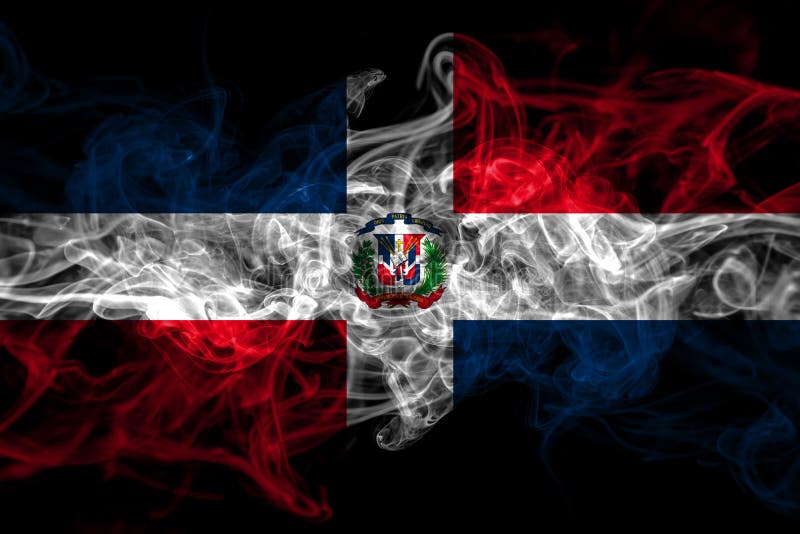 Dominican Republic smoke flag  on black background. Dominican Republic smoke flag  on black background