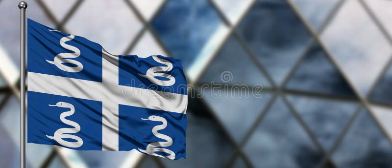 Σημαία της Μαρτινίκα που κυματίζει στον αέρα ενάντια στο θολωμένο σύγχρονο κτήριο E Εθνικό θέμα συνεργασίας στοκ εικόνες Σημαία της Μαρτινίκα που κυματίζει στον αέρα ενάντια στο θολωμένο σύγχρονο κτήριο E Εθνικό θέμα συνεργασίας στοκ εικόνες