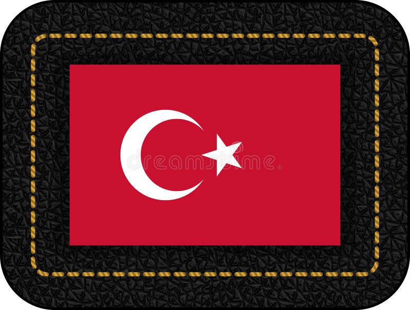 Σημαία της Τουρκίας Διανυσματικό εικονίδιο στο μαύρο σκηνικό δέρματος