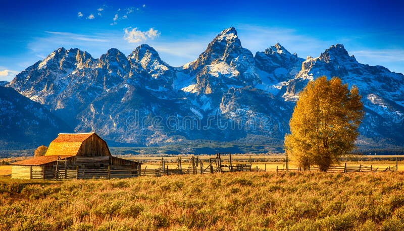 Σιταποθήκη μεγάλο Teton, Ουαϊόμινγκ Moulton στοκ φωτογραφία