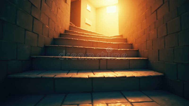 σκάλα που οδηγεί προς το φωτεινό φως σε μια δίχωρα με υφή τοίχου στοκ φωτογραφία με δικαίωμα ελεύθερης χρήσης