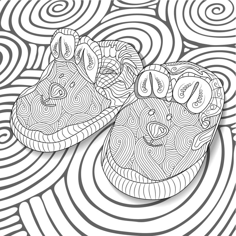 Σκίτσο Doodle των bootees μωρών στο γραπτό σχέδιο zentangle Χρωματίζοντας βιβλίο για τα ενήλικα παλαιότερα παιδιά Συρμένο χέρι il διανυσματική απεικόνιση Σκίτσο Doodle των bootees μωρών στο γραπτό σχέδιο zentangle Χρωματίζοντας βιβλίο για τα ενήλικα παλαιότερα παιδιά Συρμένο χέρι il διανυσματική απεικόνιση