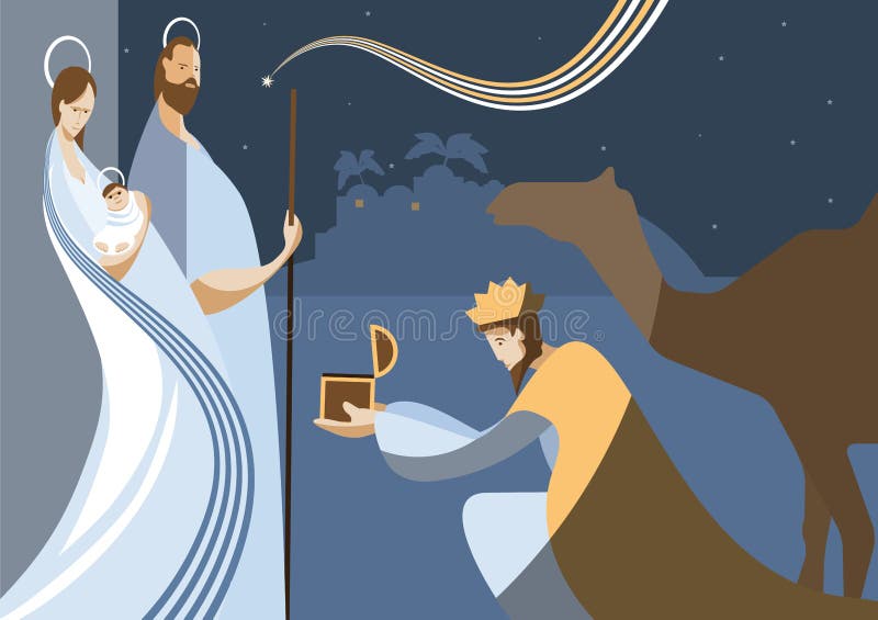 Σκηνή Nativity και οι τρεις σοφοί άνθρωποι απεικόνιση αποθεμάτων Σκηνή Nativity και οι τρεις σοφοί άνθρωποι απεικόνιση αποθεμάτων