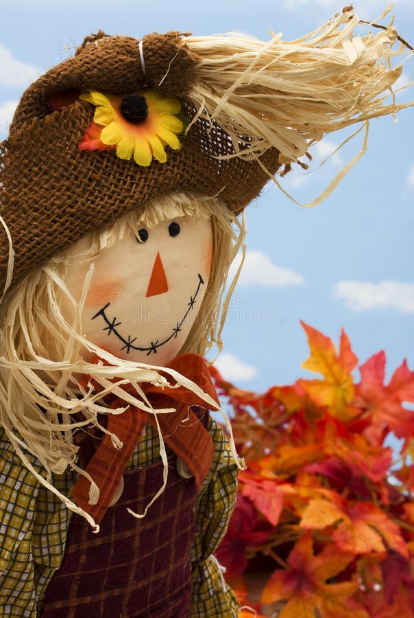 Scarecrow on autumn background with copy space. Scarecrow on autumn background with copy space