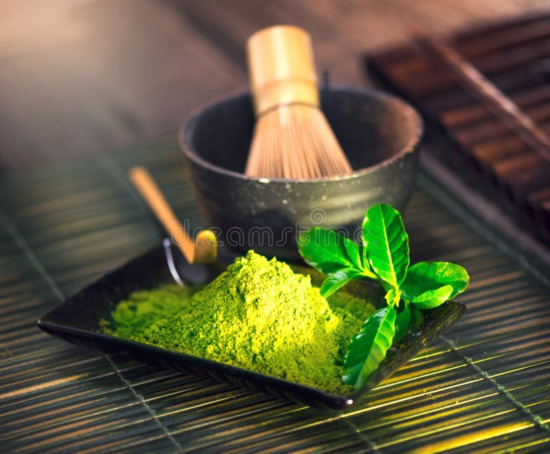 Σκόνη Matcha Οργανική πράσινη τελετή τσαγιού matcha στοκ εικόνα