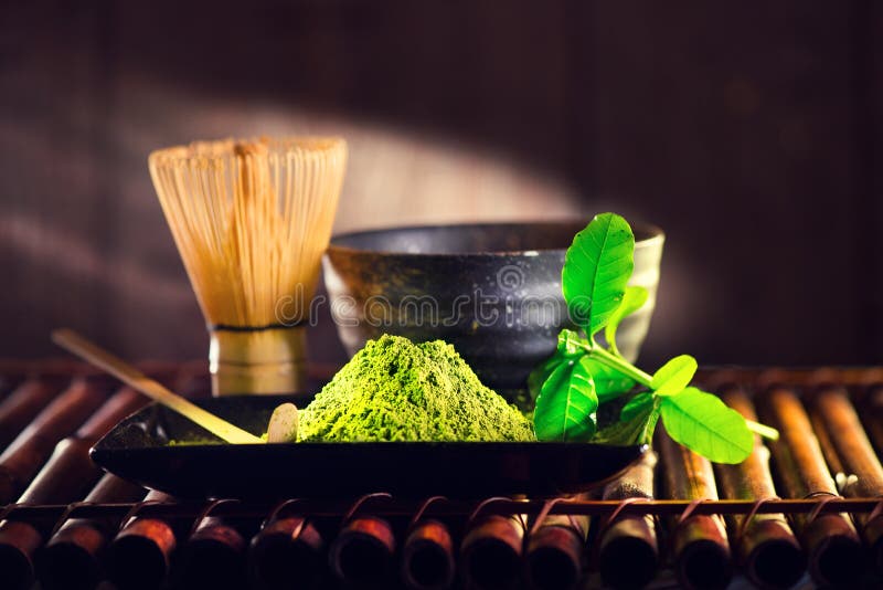 Σκόνη Matcha Οργανική πράσινη τελετή τσαγιού matcha στοκ εικόνα