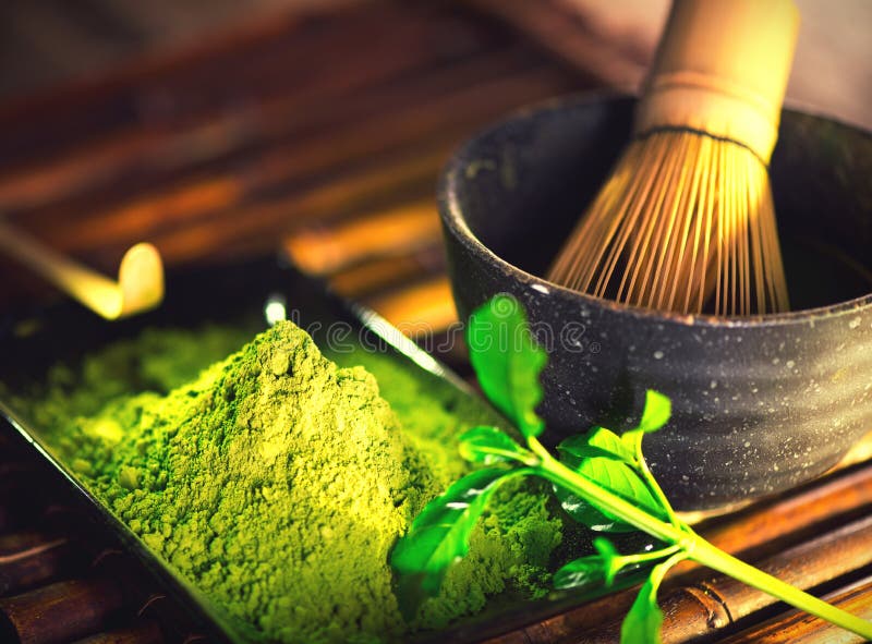 Σκόνη Matcha Οργανική πράσινη τελετή τσαγιού matcha στοκ εικόνες