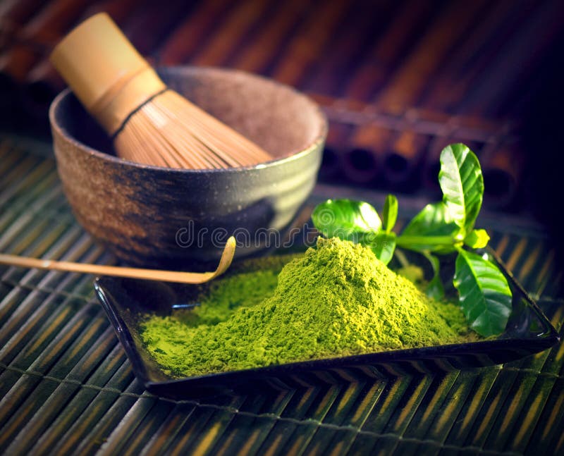 Σκόνη Matcha Οργανική πράσινη τελετή τσαγιού matcha στοκ εικόνες