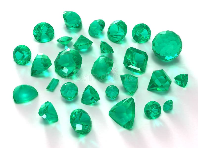 Emerald gems isolated on white background. Emerald gems isolated on white background