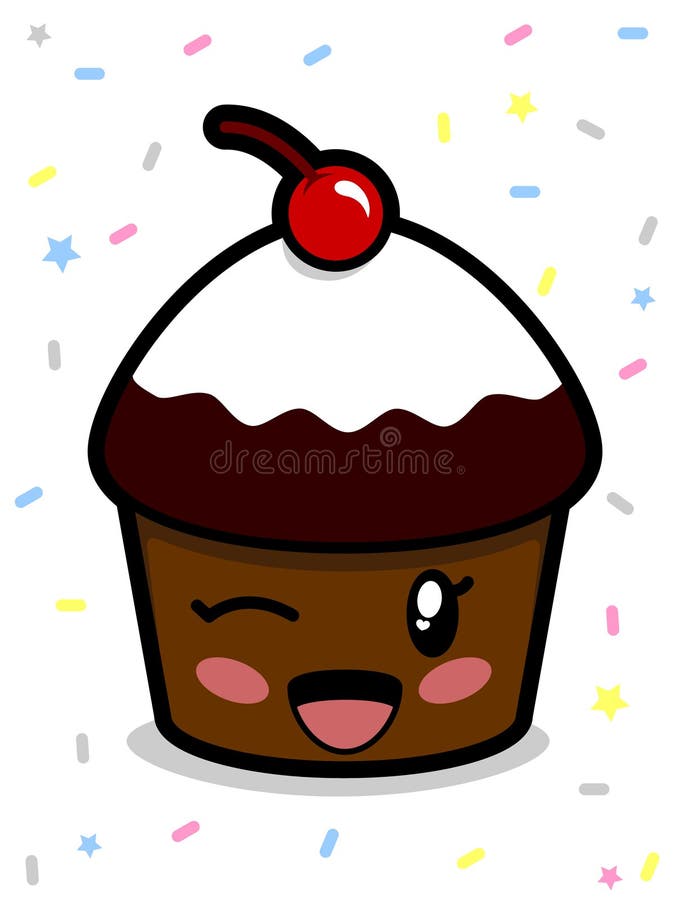 σοκολάτα cupcake χαριτωμένη διανυσματική απεικόνιση σοκολάτα cupcake χαριτωμένη διανυσματική απεικόνιση