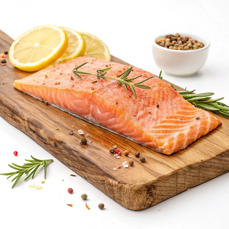 Σολομός Tasty Cedar Plank απομονωμένος σε λευκό φόντο ελεύθερη απεικόνιση δικαιώματος