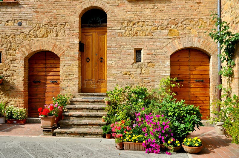 Tuscan traditional house in Pienza , Italy. idyll italian nook. Tuscan traditional house in Pienza , Italy. idyll italian nook