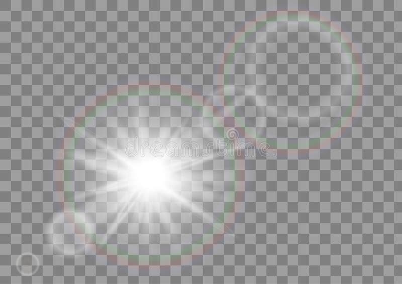 Sunlight sparkle with lens flare effect on transparent vector background. Sunlight sparkle with lens flare effect on transparent vector background.