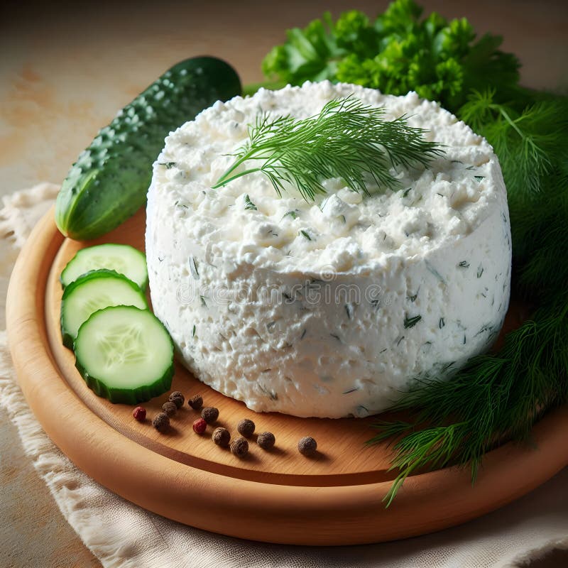 Σπιτικό τυρί κρέμας με καλάμι και αγγούρι διακοσμητικό ξύλινο χαρτόνι ελεύθερη απεικόνιση δικαιώματος