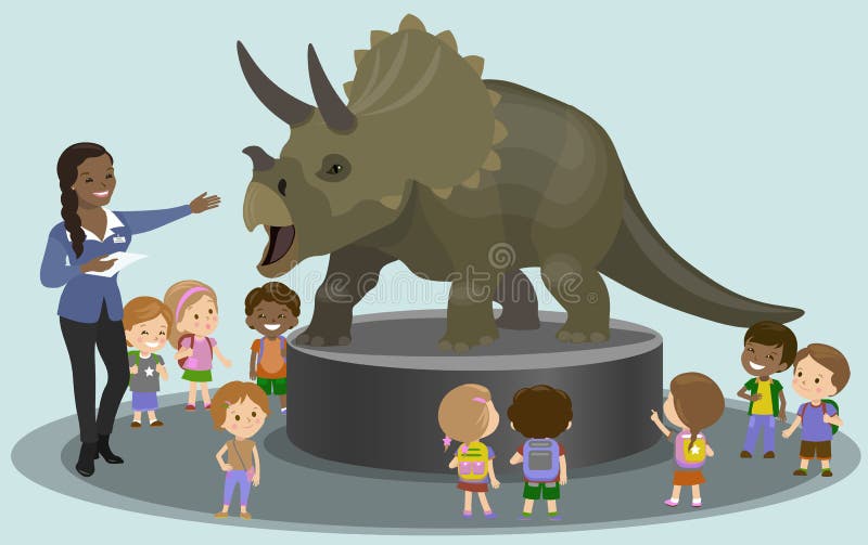 Σπουδαστές στο paleontological μουσείο που εξετάζει το δεινόσαυρο διάνυσμα ελεύθερη απεικόνιση δικαιώματος Σπουδαστές στο paleontological μουσείο που εξετάζει το δεινόσαυρο διάνυσμα ελεύθερη απεικόνιση δικαιώματος