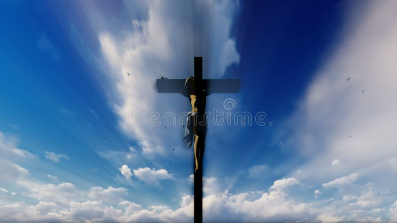 Σταυρός του Ιησού ενάντια στον μπλε ουρανό timelapse, 4K