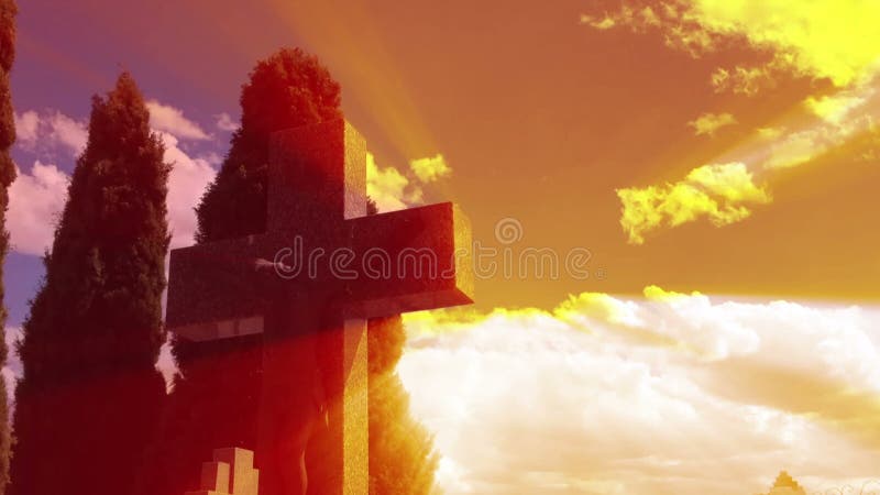Σταυρός του Ιησού με τα σύννεφα timelapse