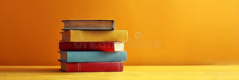 στοίβα ζωντανών βιβλίων. ένα πλούσιο κομμάτι από παλαιά βιβλία σε κίτρινο φόντο. έννοια της ακαδημαϊκής συλλογής στοκ φωτογραφίες