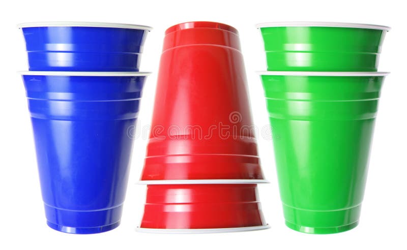 Stacks of Plastic Cups on White Background. Stacks of Plastic Cups on White Background
