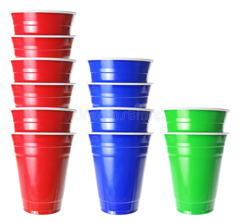 Stacks of Plastic Cups on White Background. Stacks of Plastic Cups on White Background