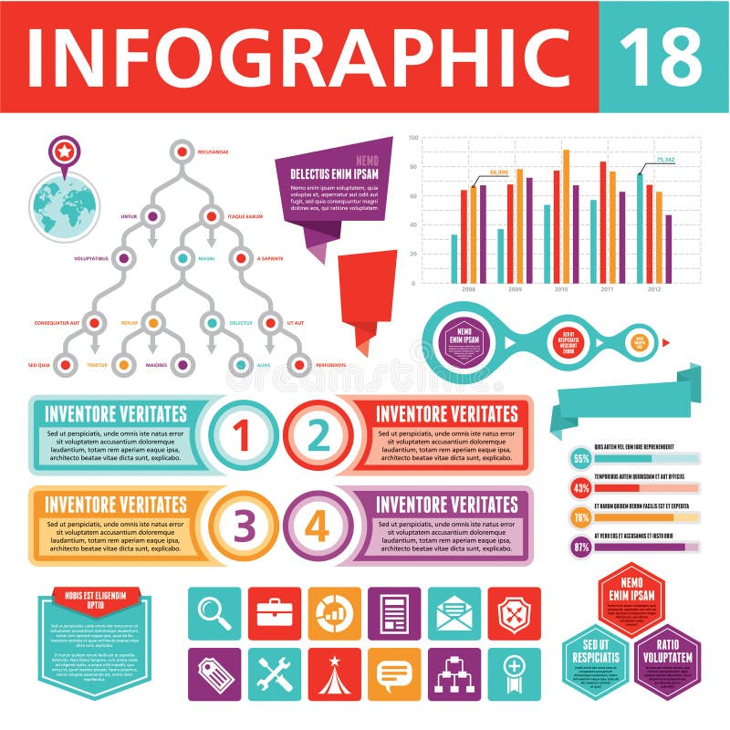 Στοιχεία 18 Infographics απεικόνιση αποθεμάτων Στοιχεία 18 Infographics απεικόνιση αποθεμάτων
