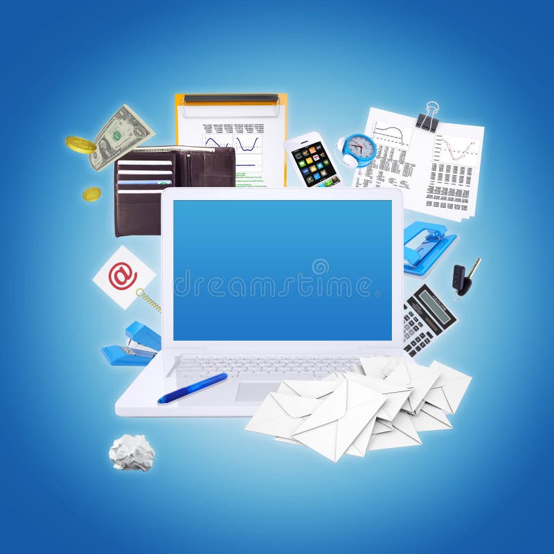 Στοιχεία lap-top και γραφείων διανυσματική απεικόνιση Στοιχεία lap-top και γραφείων διανυσματική απεικόνιση