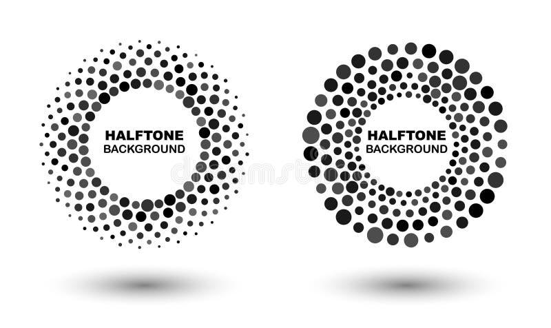 Abstract dots logo emblem design element. Round border icon using halftone circle dots. Half tone circular background pattern. Halftone circle dotted frame. Abstract dots logo emblem design element. Round border icon using halftone circle dots. Half tone circular background pattern. Halftone circle dotted frame