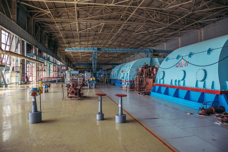 Turbo generator with hydrogen cooling at the machinery room of Nuclear Power Plant. Turbo generator with hydrogen cooling at the machinery room of Nuclear Power Plant.