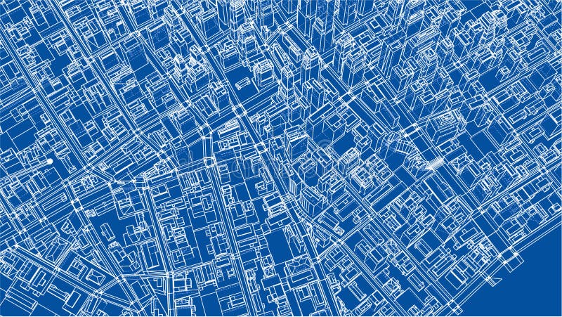 Wire-frame Twisted City, Blueprint Style. 3D illustration. Architecture Design Background. Wire-frame Twisted City, Blueprint Style. 3D illustration. Architecture Design Background