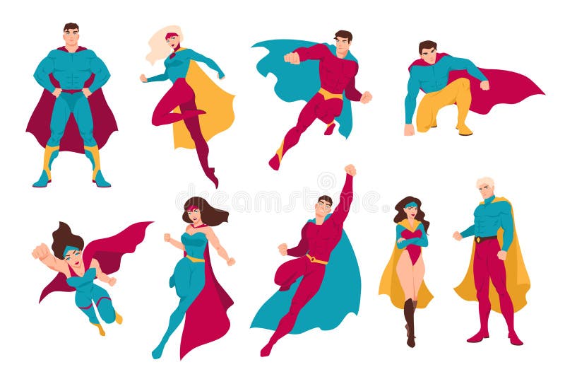 Συλλογή Superheroes Δέσμη των ανδρών και των γυναικών με τις υπερδυνάμεις απεικόνιση αποθεμάτων Συλλογή Superheroes Δέσμη των ανδρών και των γυναικών με τις υπερδυνάμεις απεικόνιση αποθεμάτων