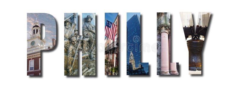 συλλογή κειμένου της banner philly εικόνες της φιλαδέλφειας από ολόκληρη την ιστορική πόλη των ηπα, συμπεριλαμβανομένης της καμπάν στοκ εικόνες