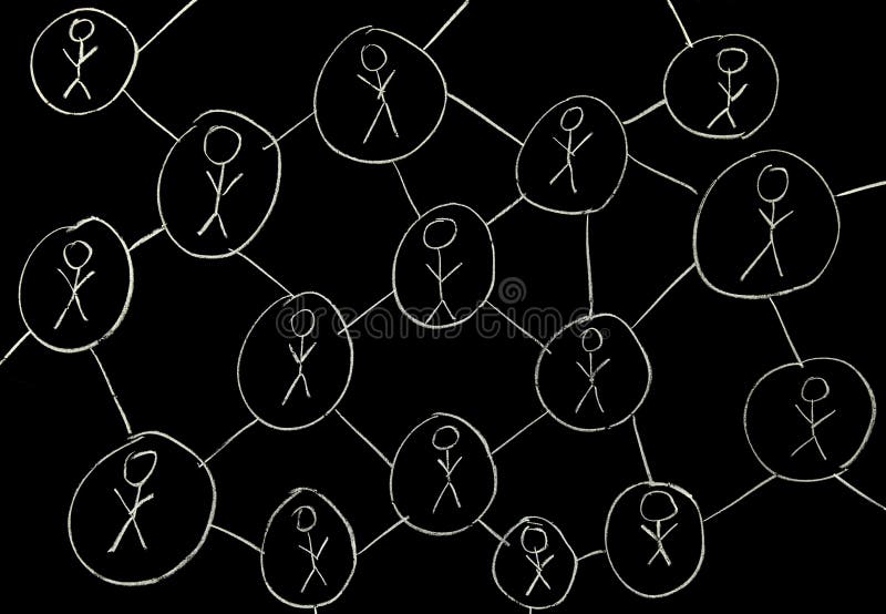 People network in black and white (chalk on blackboard). People network in black and white (chalk on blackboard)