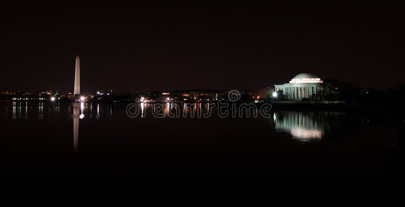 Washington DC night view from the tidal basin bridge. Washington DC night view from the tidal basin bridge.