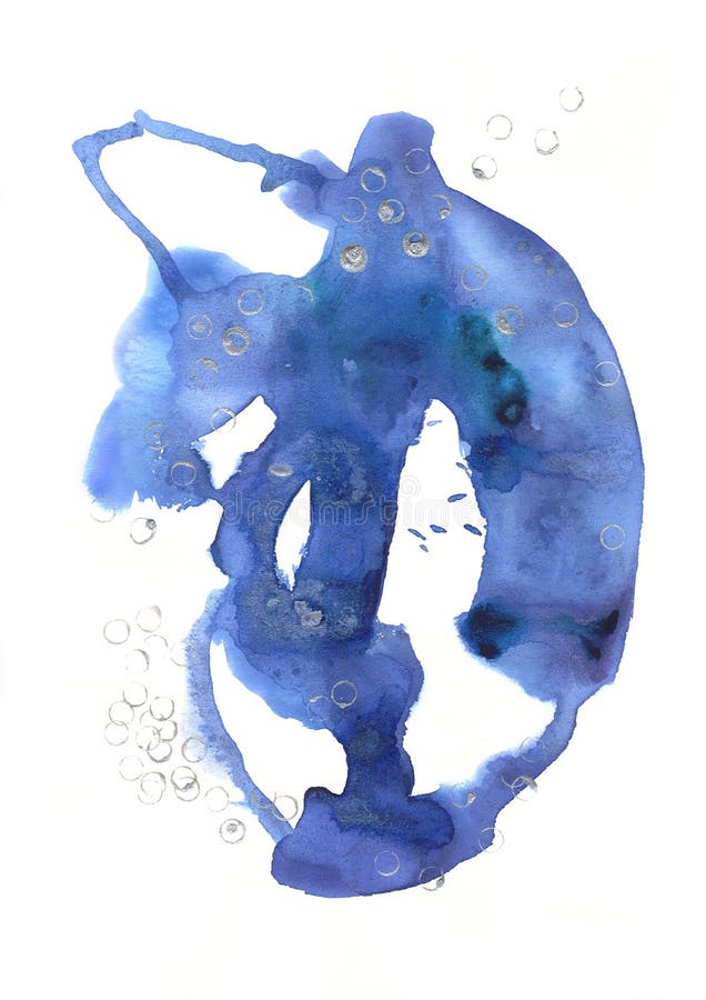 Συρμένο μπλε χέρι αφηρημένο σημείο Watercolor με τα ασημένια ακρυλικά στοιχεία ελεύθερη απεικόνιση δικαιώματος Συρμένο μπλε χέρι αφηρημένο σημείο Watercolor με τα ασημένια ακρυλικά στοιχεία ελεύθερη απεικόνιση δικαιώματος