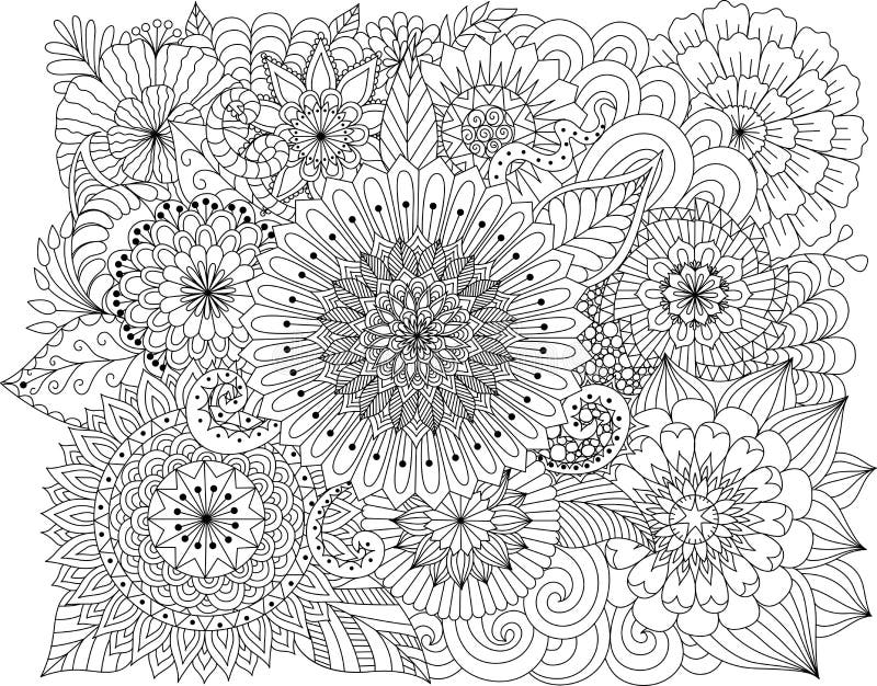 Συρμένο χέρι zentangle floral υπόβαθρο για το χρωματισμό της σελίδας απεικόνιση αποθεμάτων Συρμένο χέρι zentangle floral υπόβαθρο για το χρωματισμό της σελίδας απεικόνιση αποθεμάτων