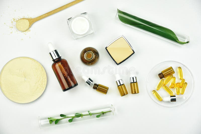 Raw material and cosmetics beauty product packaging, Natural organic ingredient for skin care. Raw material and cosmetics beauty product packaging, Natural organic ingredient for skin care.