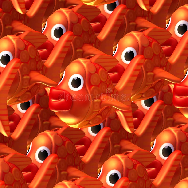 3D illustration of a crowded school of red fish, metaphor for the concept of mass behavior. 3D illustration of a crowded school of red fish, metaphor for the concept of mass behavior