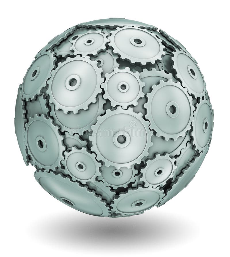 Sphere made of metal gears. Sphere made of metal gears.