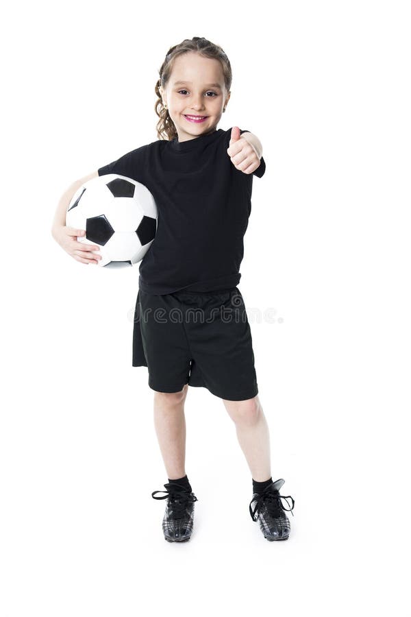 Σφαίρα ποδοσφαίρου παιχνιδιού νέων κοριτσιών, που απομονώνεται πέρα από το λευκό