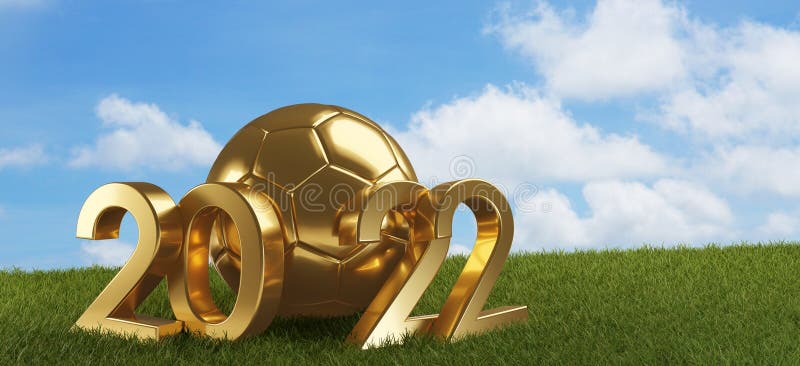 σφαίρα ποδοσφαίρου του 2022 χρυσή με την τολμηρή τρισδιάστατος-απεικόνιση επιστολών ελεύθερη απεικόνιση δικαιώματος σφαίρα ποδοσφαίρου του 2022 χρυσή με την τολμηρή τρισδιάστατος-απεικόνιση επιστολών ελεύθερη απεικόνιση δικαιώματος