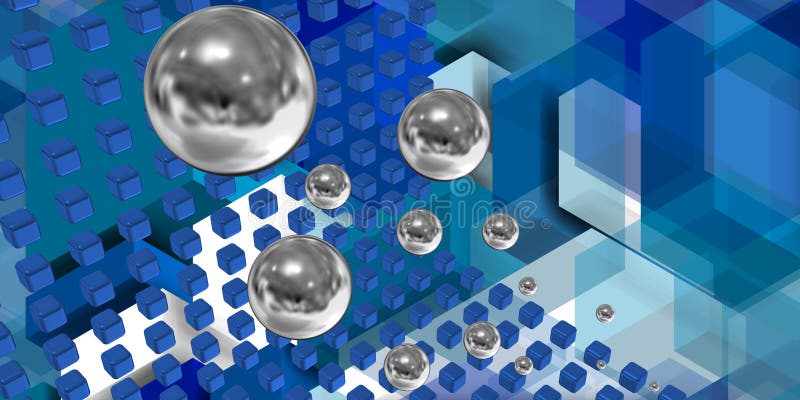 Image combining neat cubes with floating spheres and a bluish background. Image combining neat cubes with floating spheres and a bluish background.