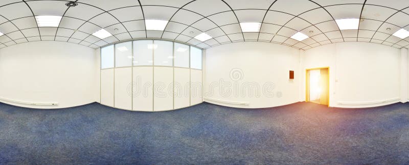 Σφαιρικοί 360 βαθμοί προβολής πανοράματος, πανόραμα στο εσωτερικό κενό δωμάτιο στα σύγχρονα επίπεδα διαμερίσματα